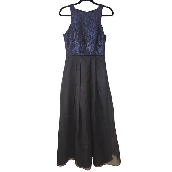 Aidan Mattox Black Satin Sleeveless Maxi Dress Full Length Gown Ballgown Size 10 - Picture 1 of 7